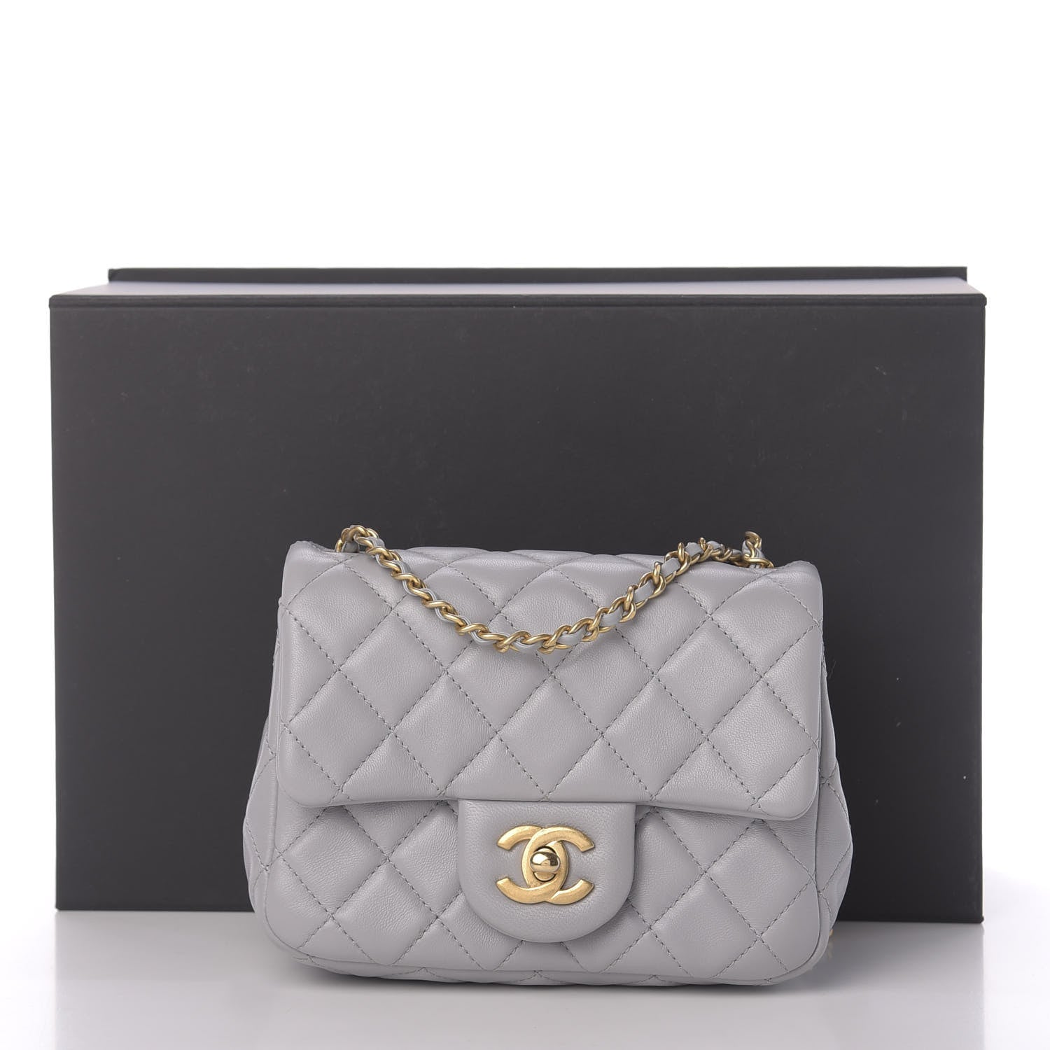 Chanel Lambskin Quilted Mini Pearl Crush Flap Light Grey 11 of 11