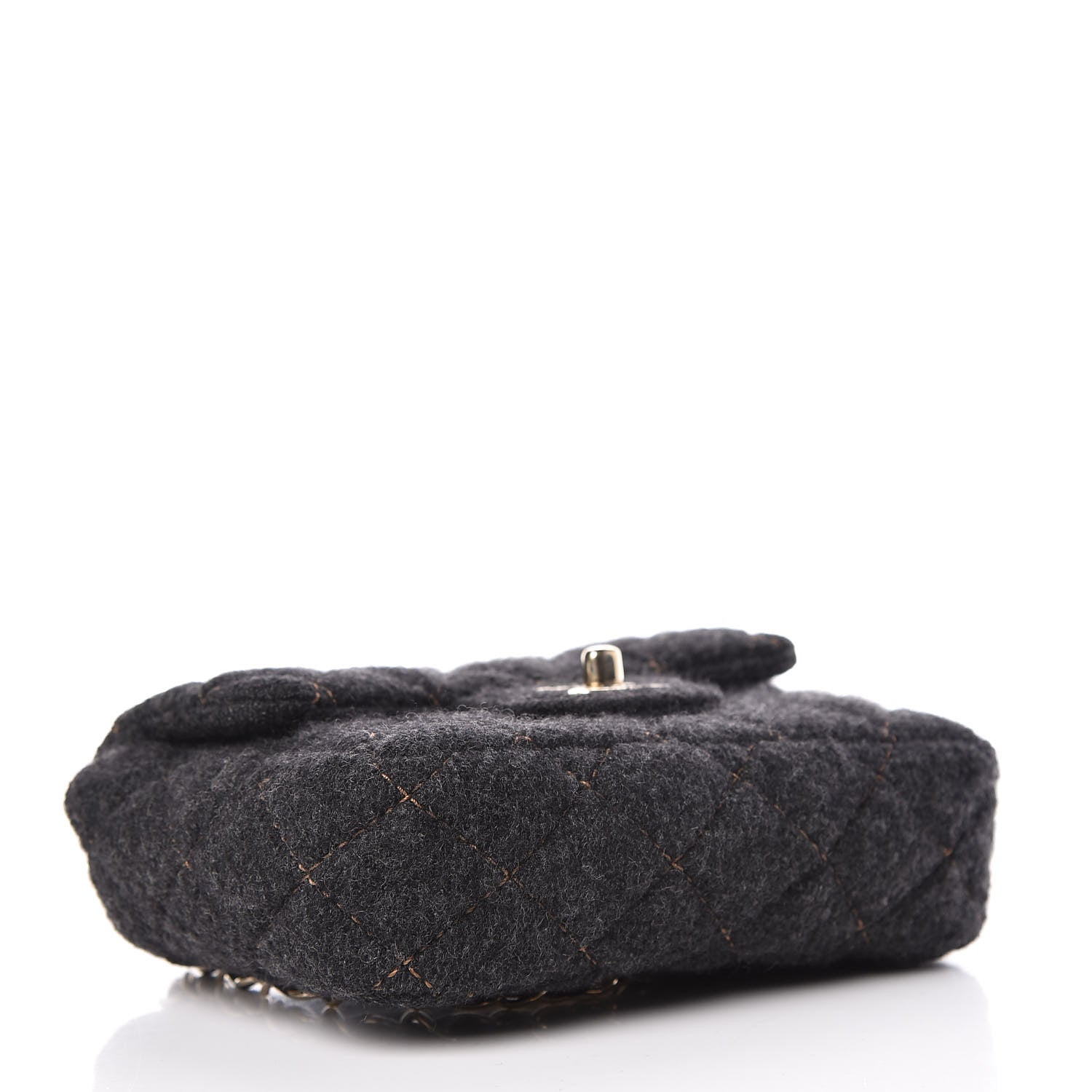 Chanel Wool Contrast Stitch Mini Square Flap Charcoal 4 of 11