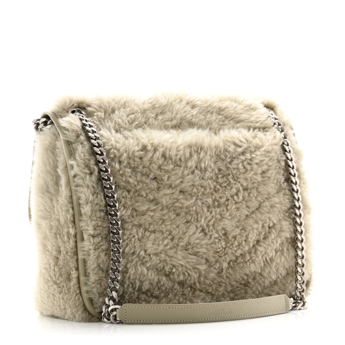 Calfskin Shearling Monogram Medium Niki Chain Satchel Grey