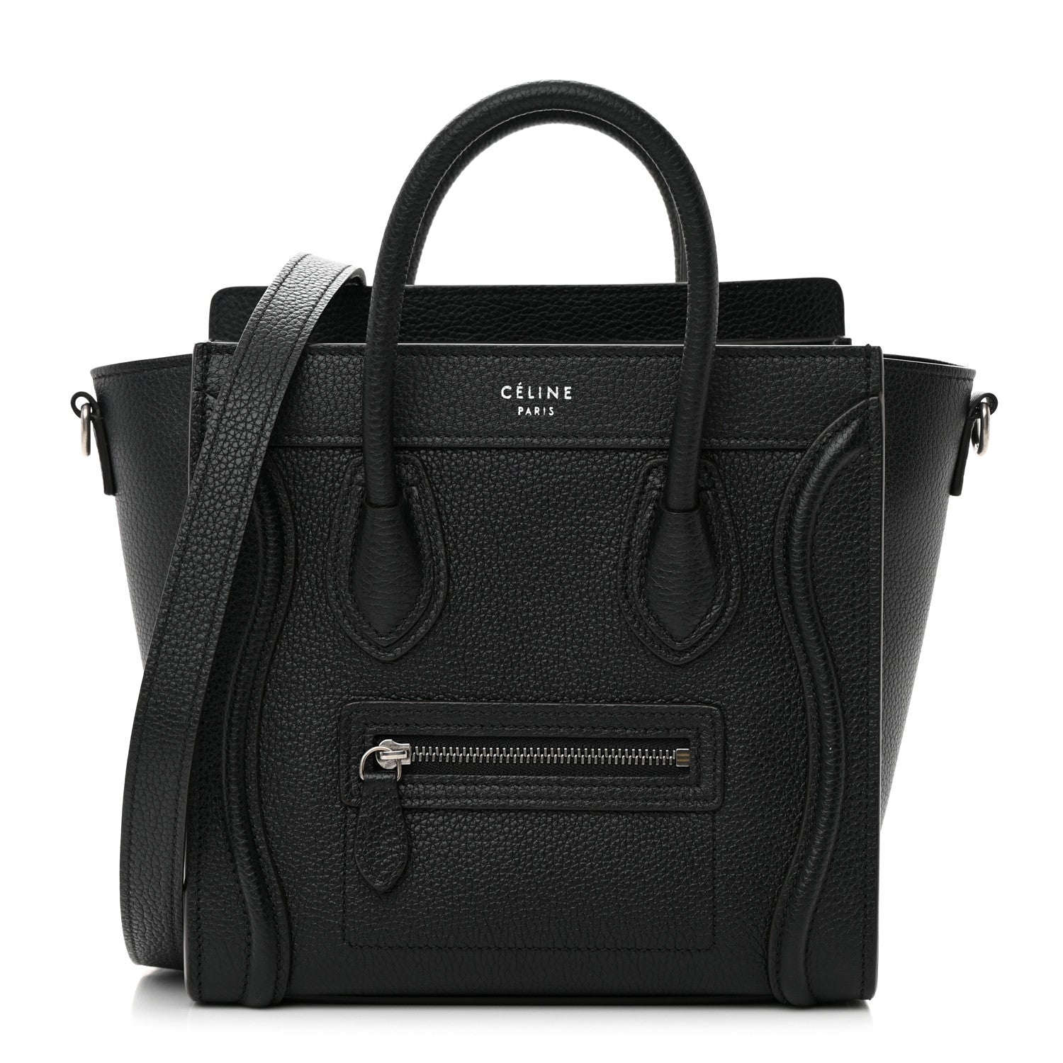 Celine Drummed Calfskin Nano Luggage Black 1 of 11