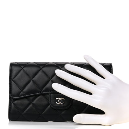 Chanel Lambskin Quilted Large Flap Wallet Black 2 of 13