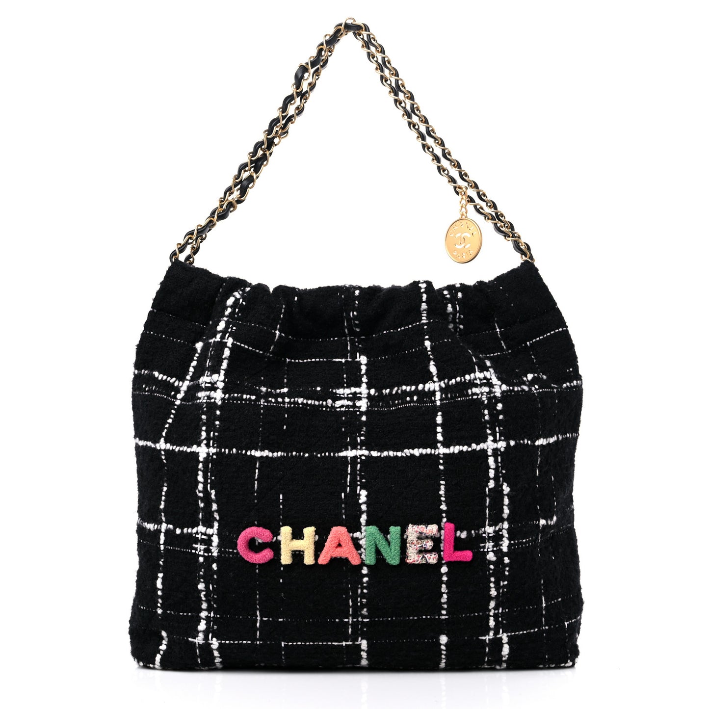 Wool Tweed Quilted Chanel 22 Black Multicolor