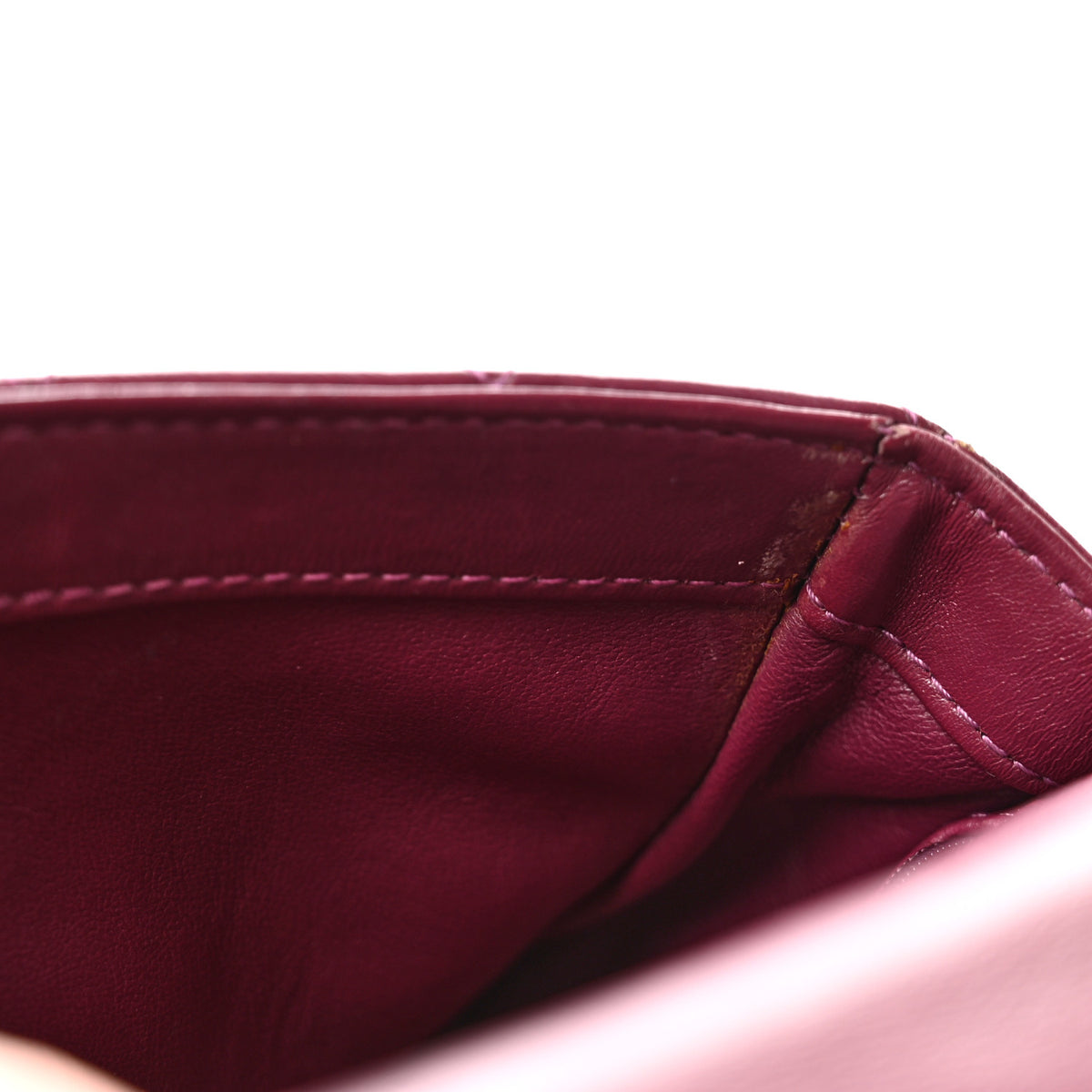 Shiny Lambskin Quilted Golden Links Top Handle Flap Dark Purple
