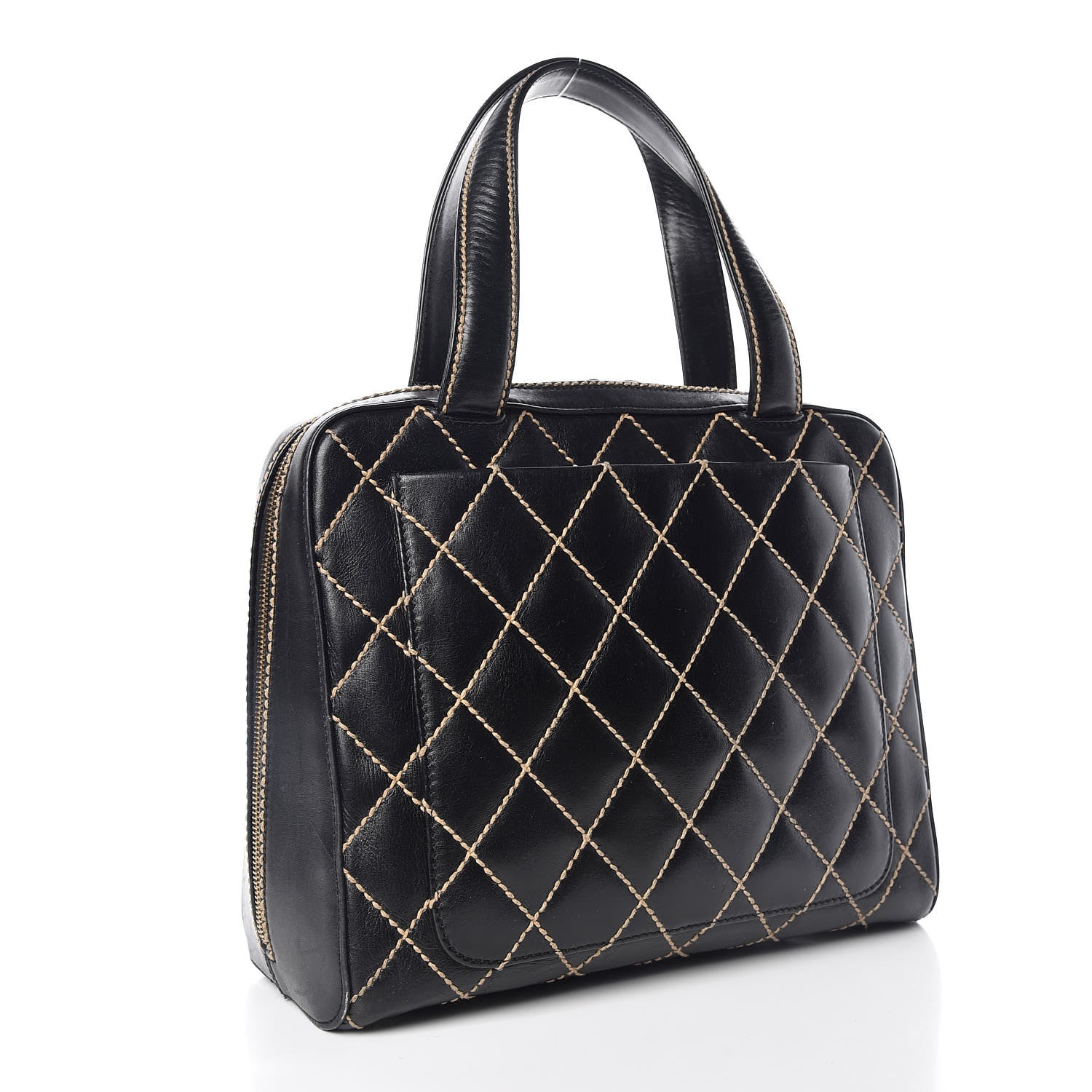 Chanel Calfskin Wild Stitch Top Handle Bag Black 3 of 21