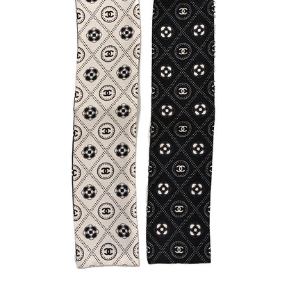Chanel Silk CC Polka Dot Slim Bandeau Scarf Black Ecru 2 of 3