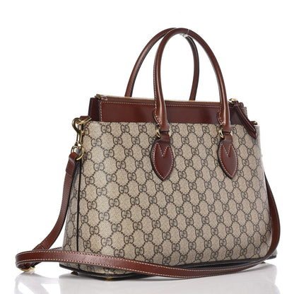 Gucci GG Supreme Monogram Small Zip Top Tote Beige Tuscany 3 of 15