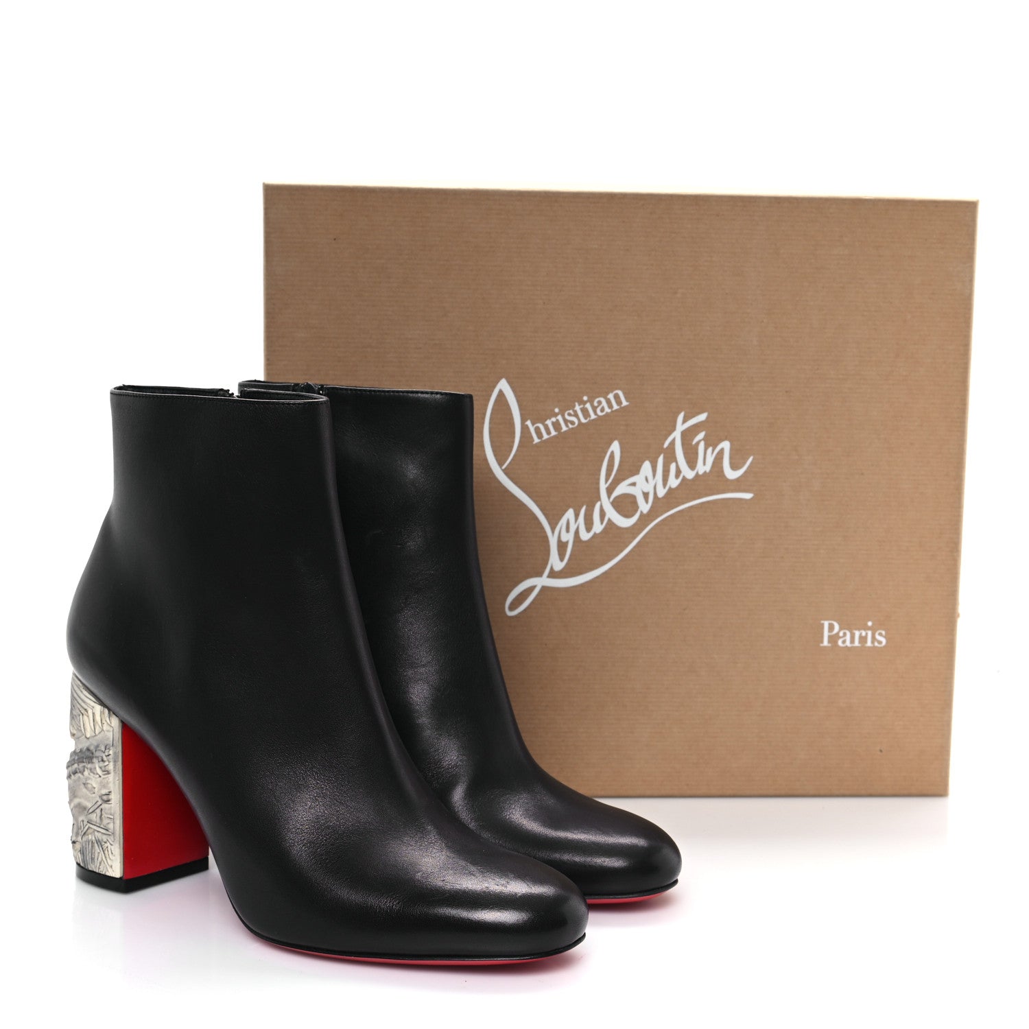 Christian Louboutin Calfskin Bas Relief Pietra 85 Ankle Boots 38.5 Black 10 of 10