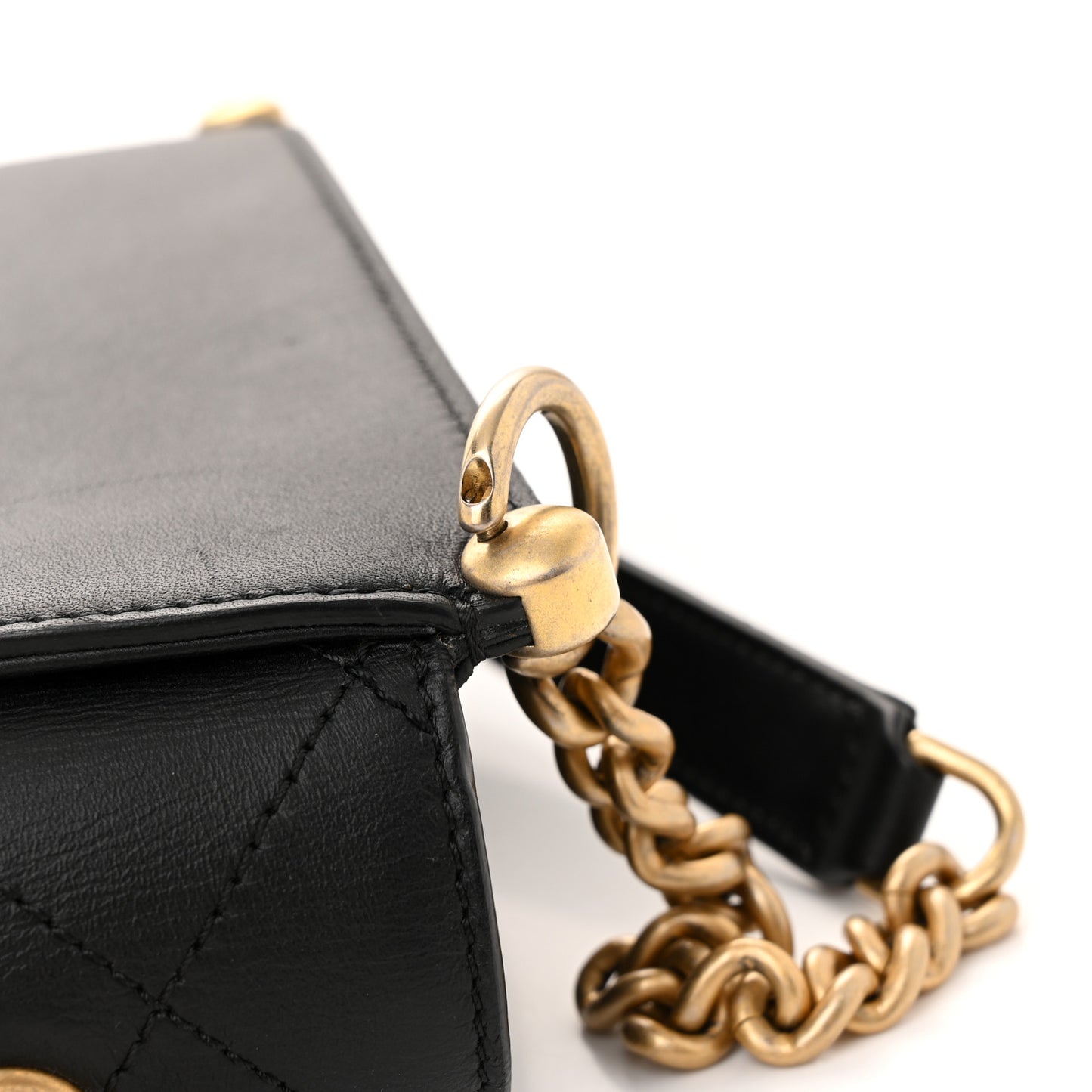 Calfskin Stitched Flap Black