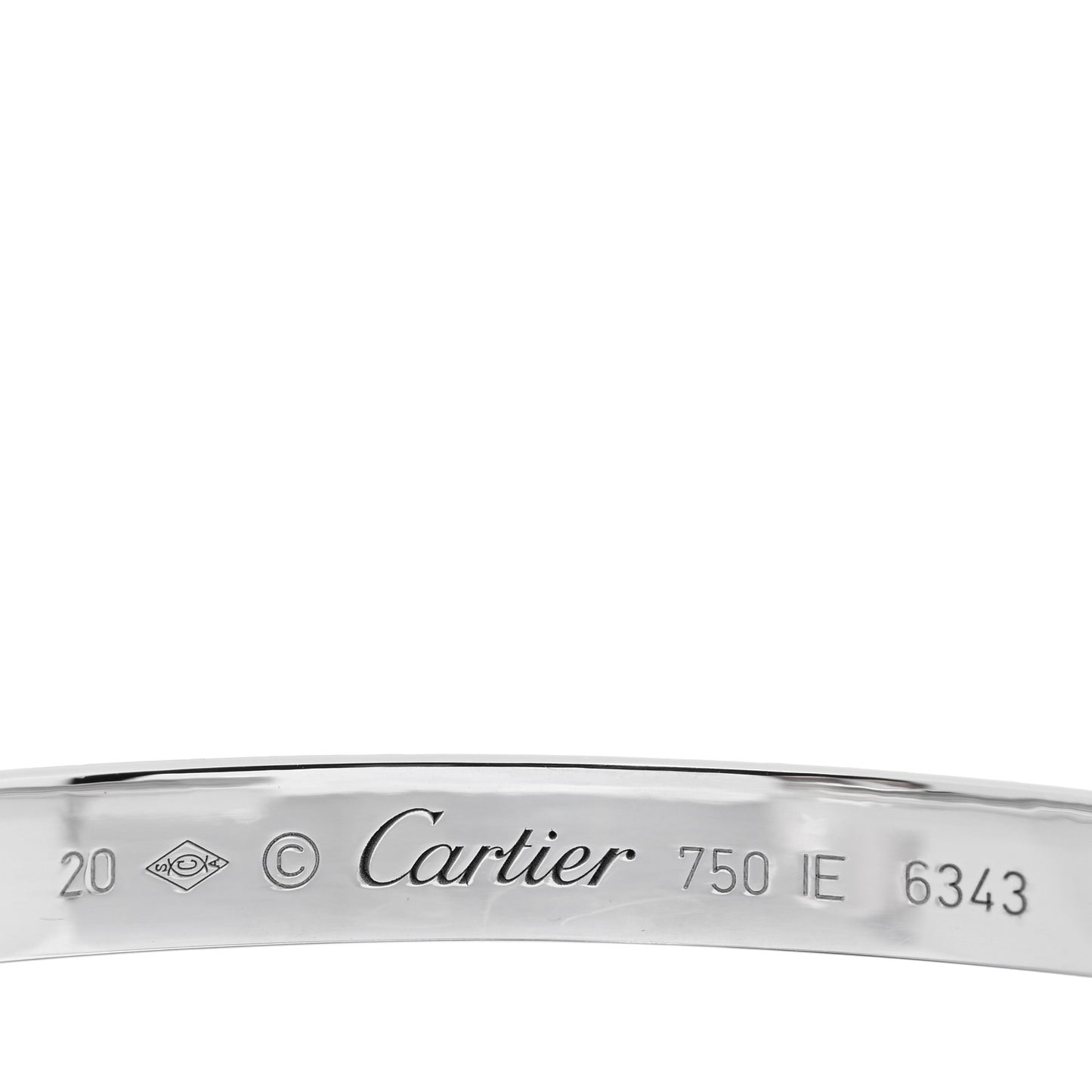 18K White Gold LOVE Cuff Bracelet 20