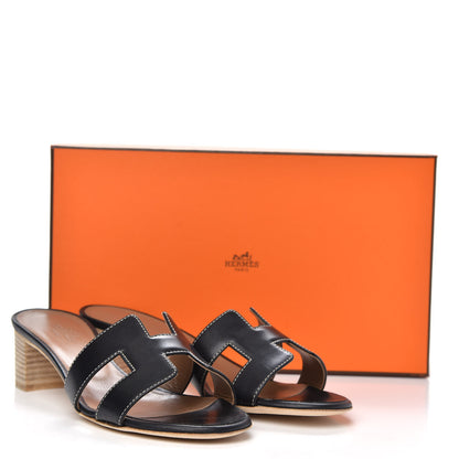 Hermes Calfskin Oasis Sandals 37 Black 9 of 9