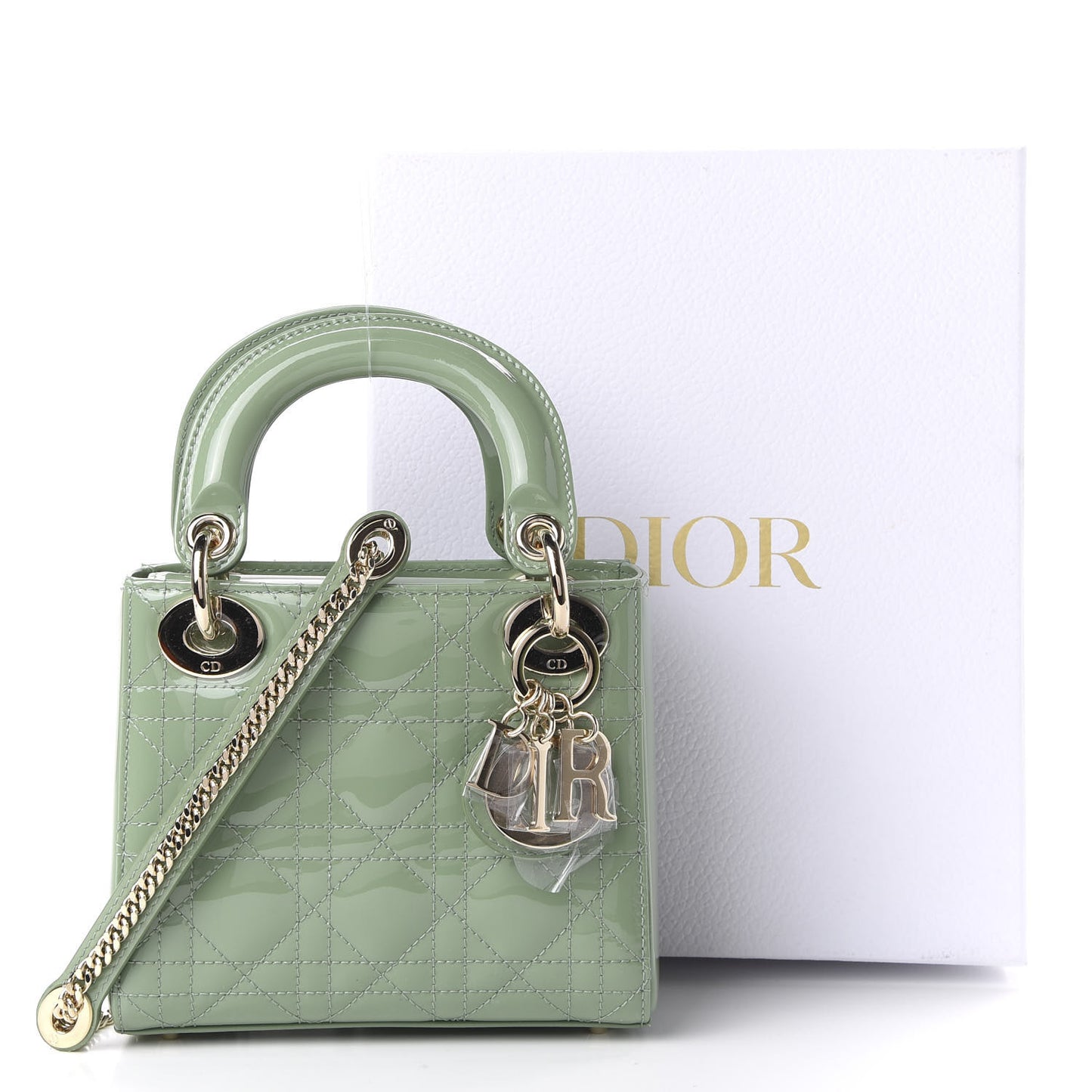 Patent Cannage Mini Lady Dior Mint Green