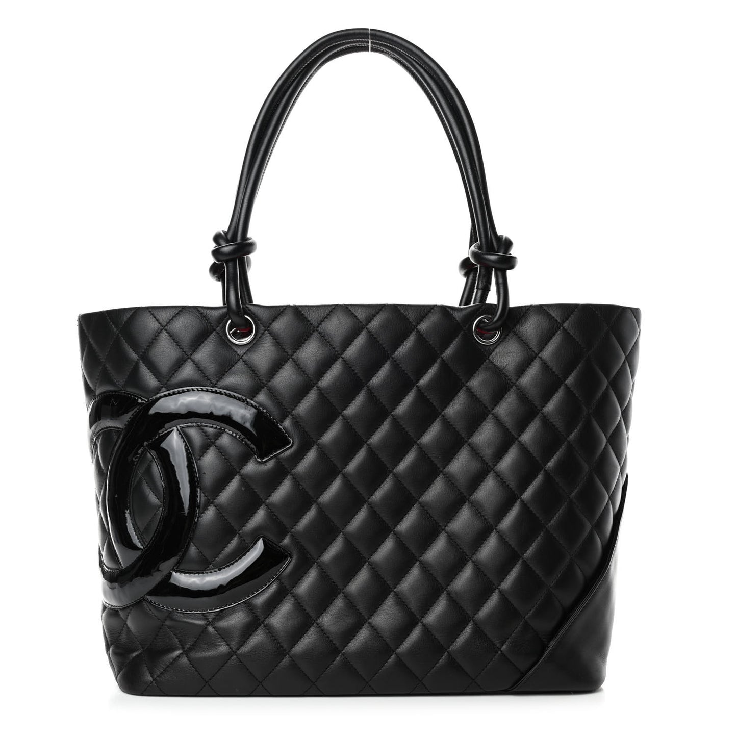 Calfskin Quilted Large Cambon Tote Black