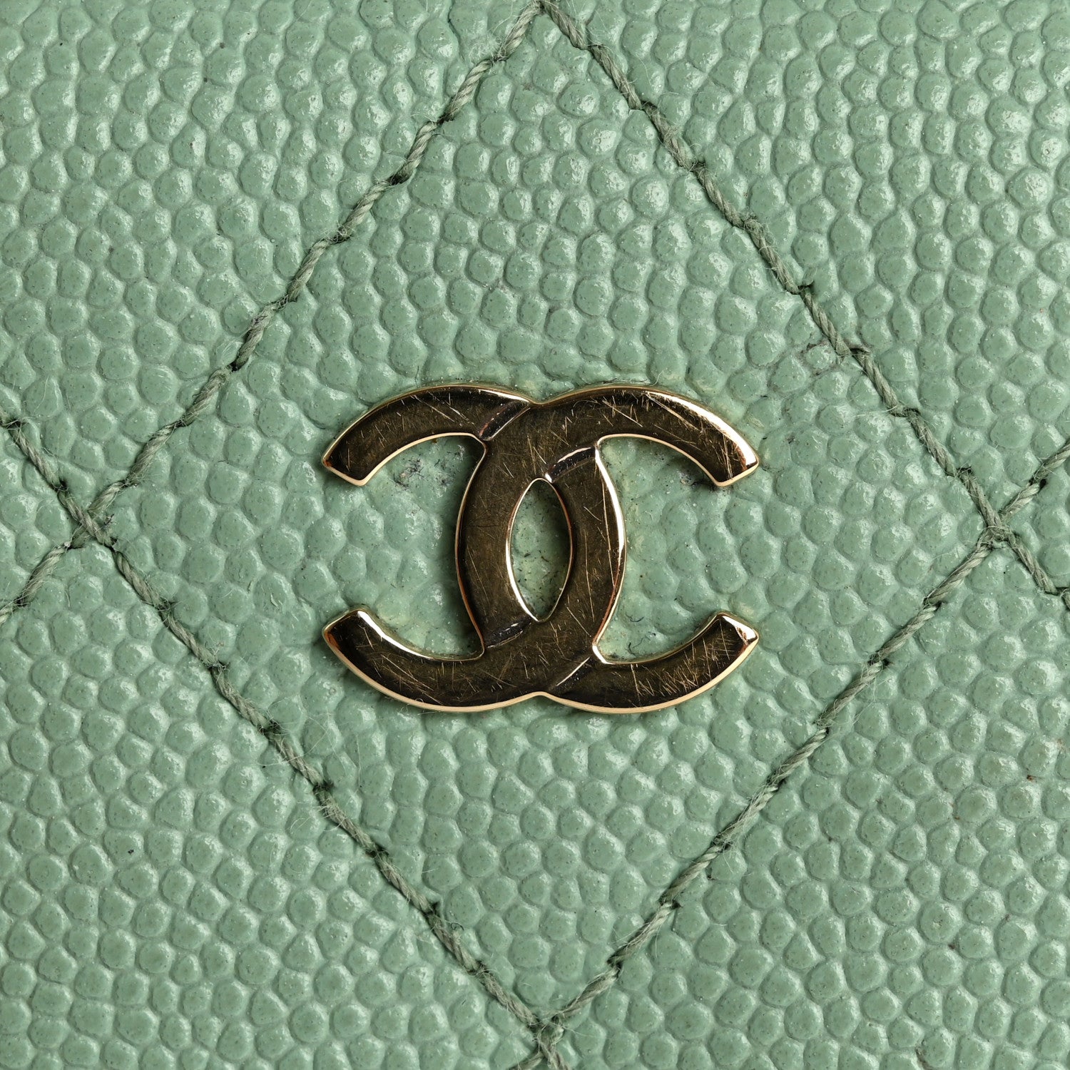 Chanel Caviar Quilted Zip Coin Purse Light Green 9 of 16