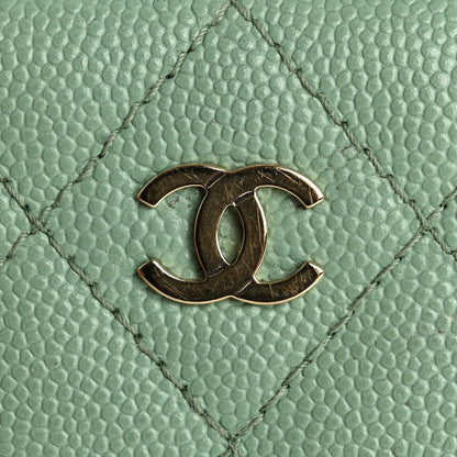 Chanel Caviar Quilted Zip Coin Purse Light Green 9 of 16
