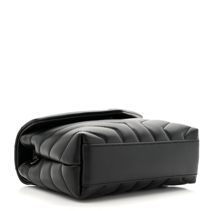 Saint Laurent Calfskin Y Quilted Monogram Monochrome Toy Loulou Crossbody Bag Black 4 of 12