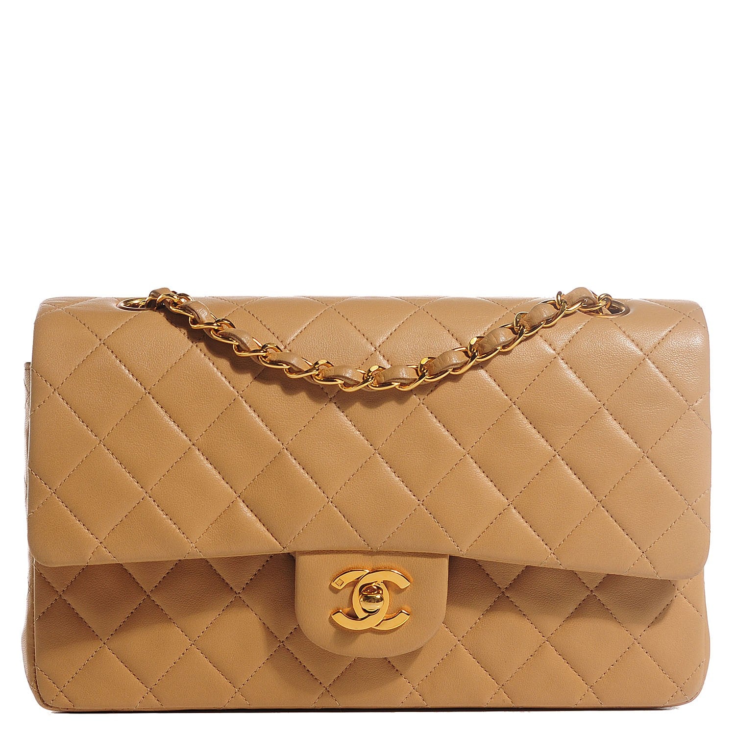 Chanel Lambskin Quilted Medium Double Flap Beige 1 of 9