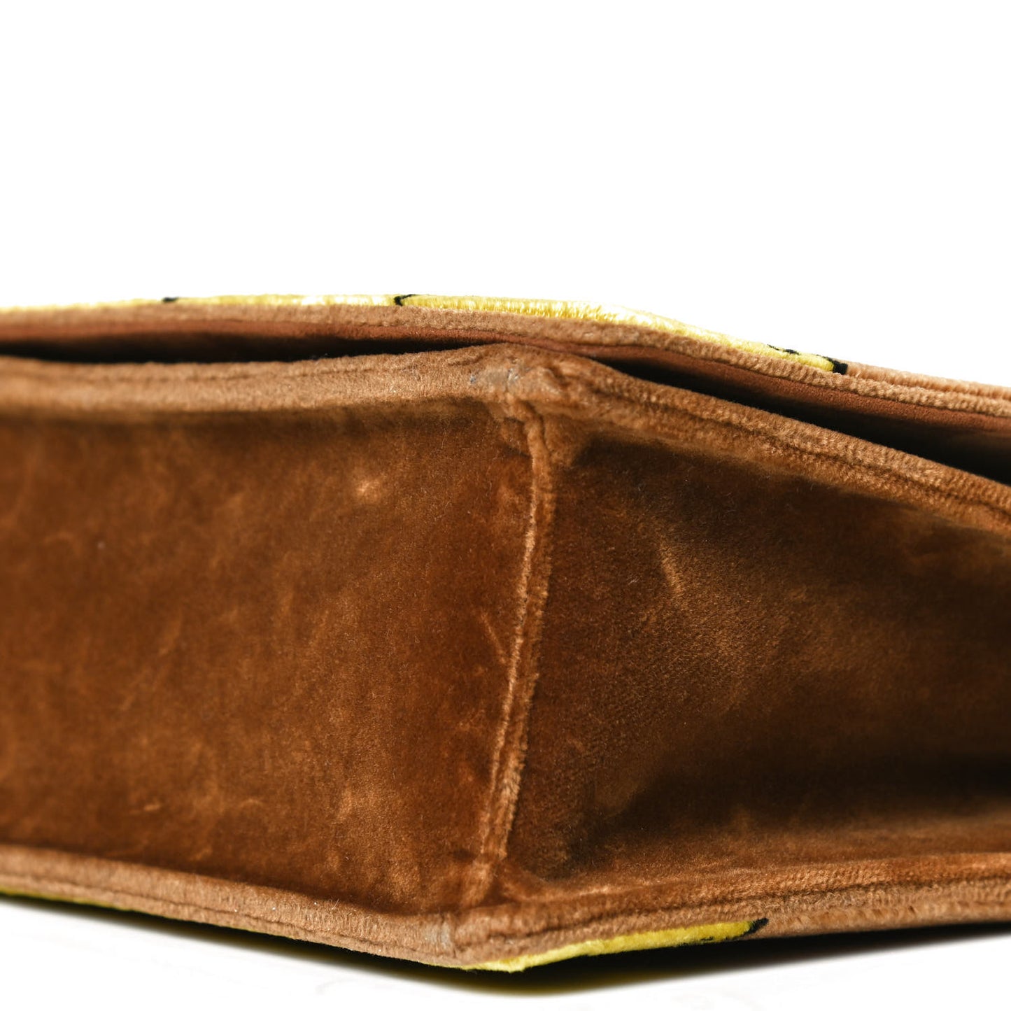 Velluto Ricamo Cahier Shoulder Bag Cammello