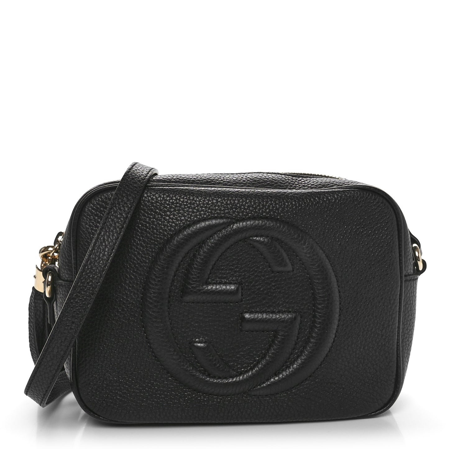 Pebbled Calfskin Small Soho Disco Bag Black