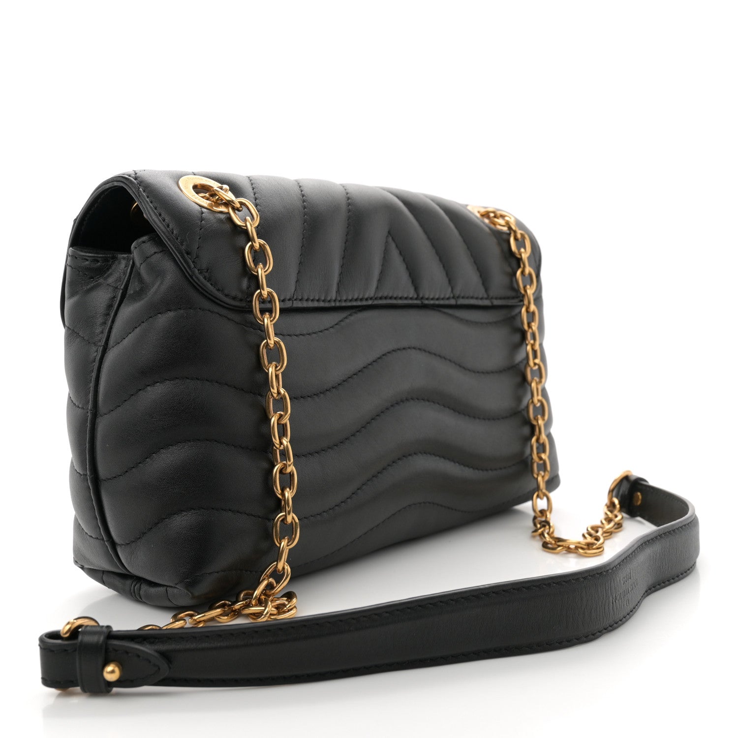 Louis Vuitton Calfskin New Wave Chain Bag MM NM Black 3 of 12