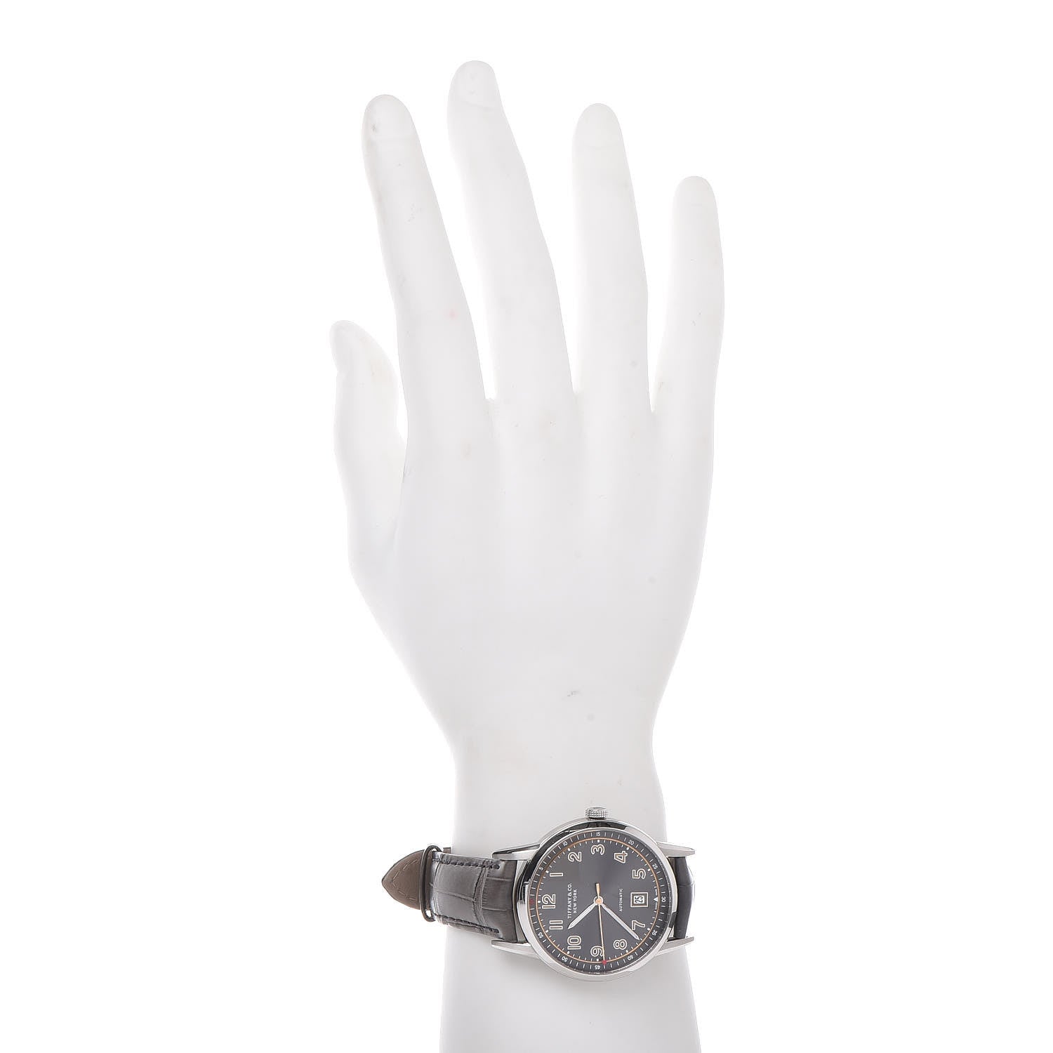 Tiffany Stainless Steel Alligator 40mm CT60 3-Hand Automatic Watch Grey 2 of 10