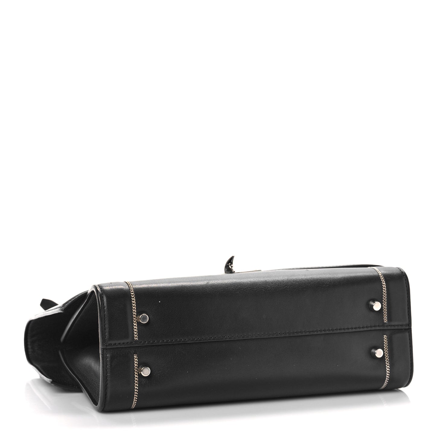Grained Calfskin Chain Small Shark Lock Satchel Black