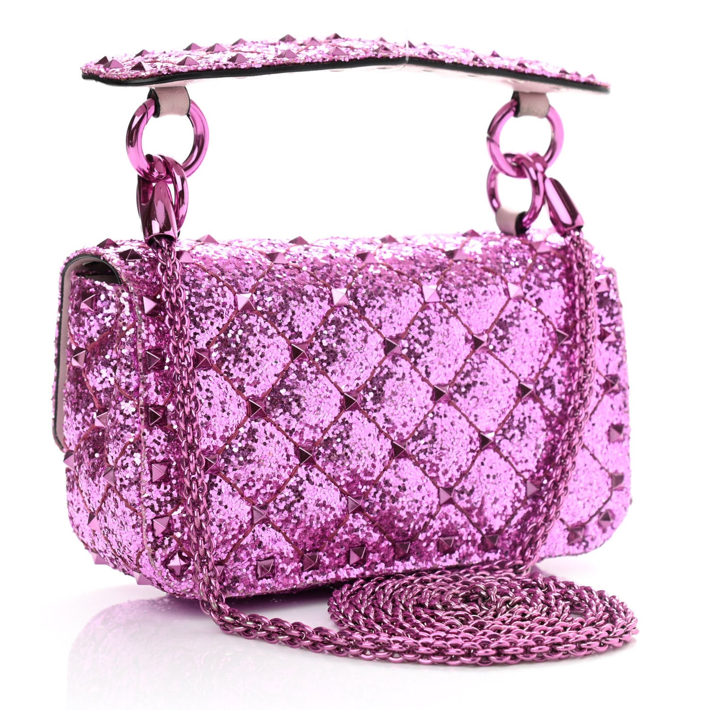 Glitter Mini Rockstud Spike Shoulder Bag Water Lilac