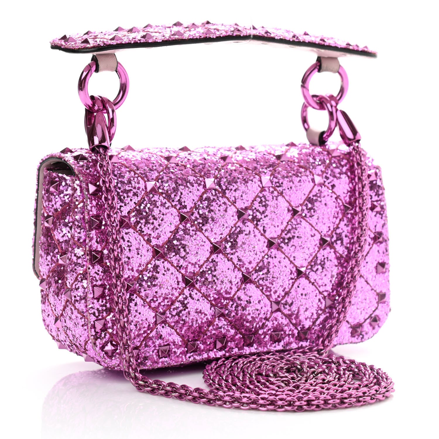 Valentino Garavani Glitter Mini Rockstud Spike Shoulder Bag Water Lilac 3 of 12