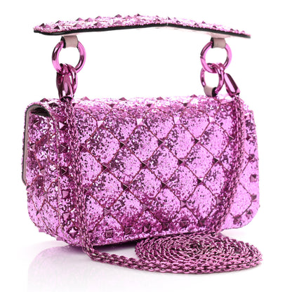 Valentino Garavani Glitter Mini Rockstud Spike Shoulder Bag Water Lilac 3 of 12