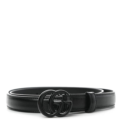 Gucci Azalea Calfskin Enamel Monochrome Double G 20mm Belt 80 32 Black 1 of 3