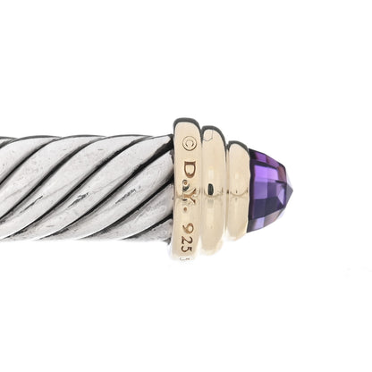David Yurman Sterling Silver 14K Yellow Gold Amethyst 5mm Cable Classics Petite Color Bracelet 3 of 3