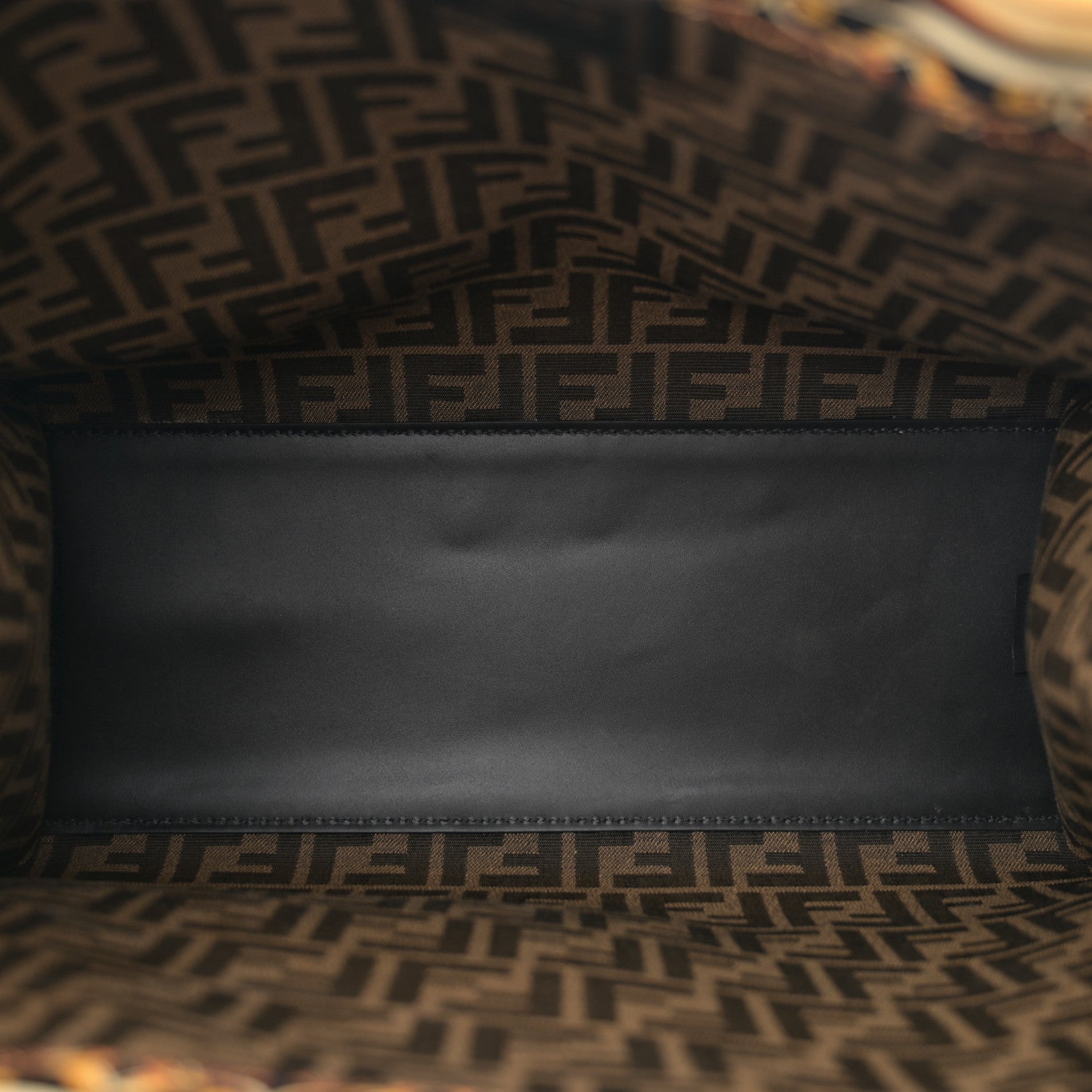 Fendi X VERSACE Calfskin Plexiglass Fendace FF Baroque Print Medium Fendi Sunshine Shopper Tote Black Gold 5 of 11