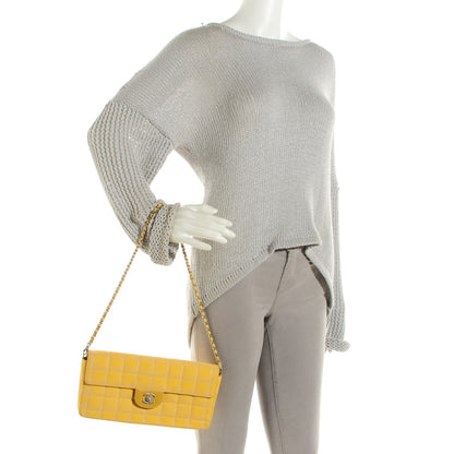 Chanel Nylon Quilted East West Travel Chocolate Bar Flap Yellow 2 of 9