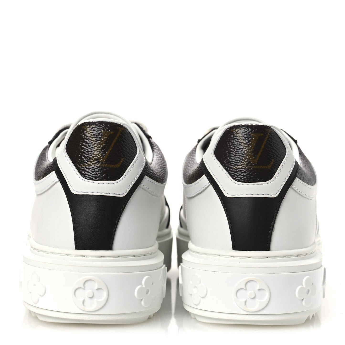 Lambskin Embossed Monogram Time Out Sneakers 39 White Brown