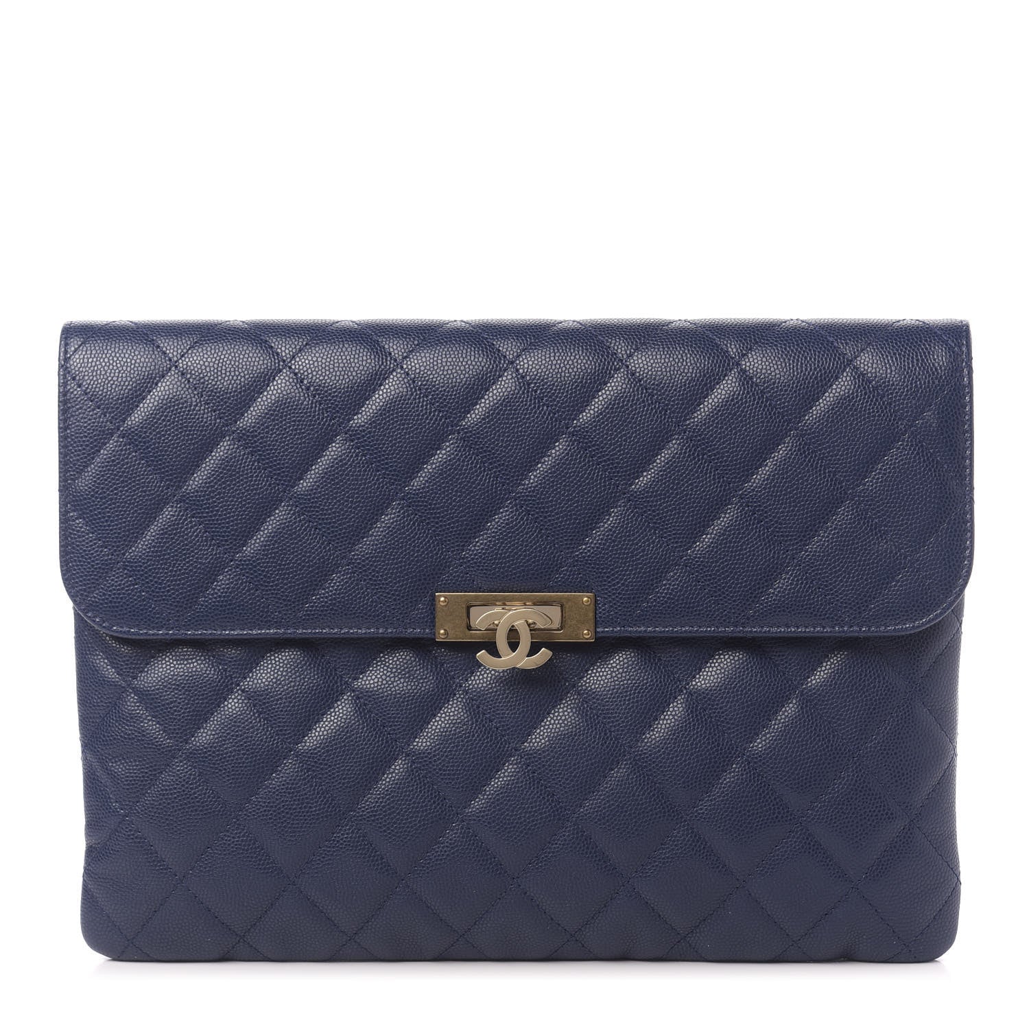 Chanel Caviar Quilted Medium Golden Class Pouch Navy 1 of 11