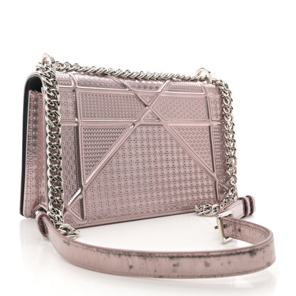 Christian Dior Metallic Patent Micro-Cannage Medium Diorama Flap Bag Pink 3 of 16