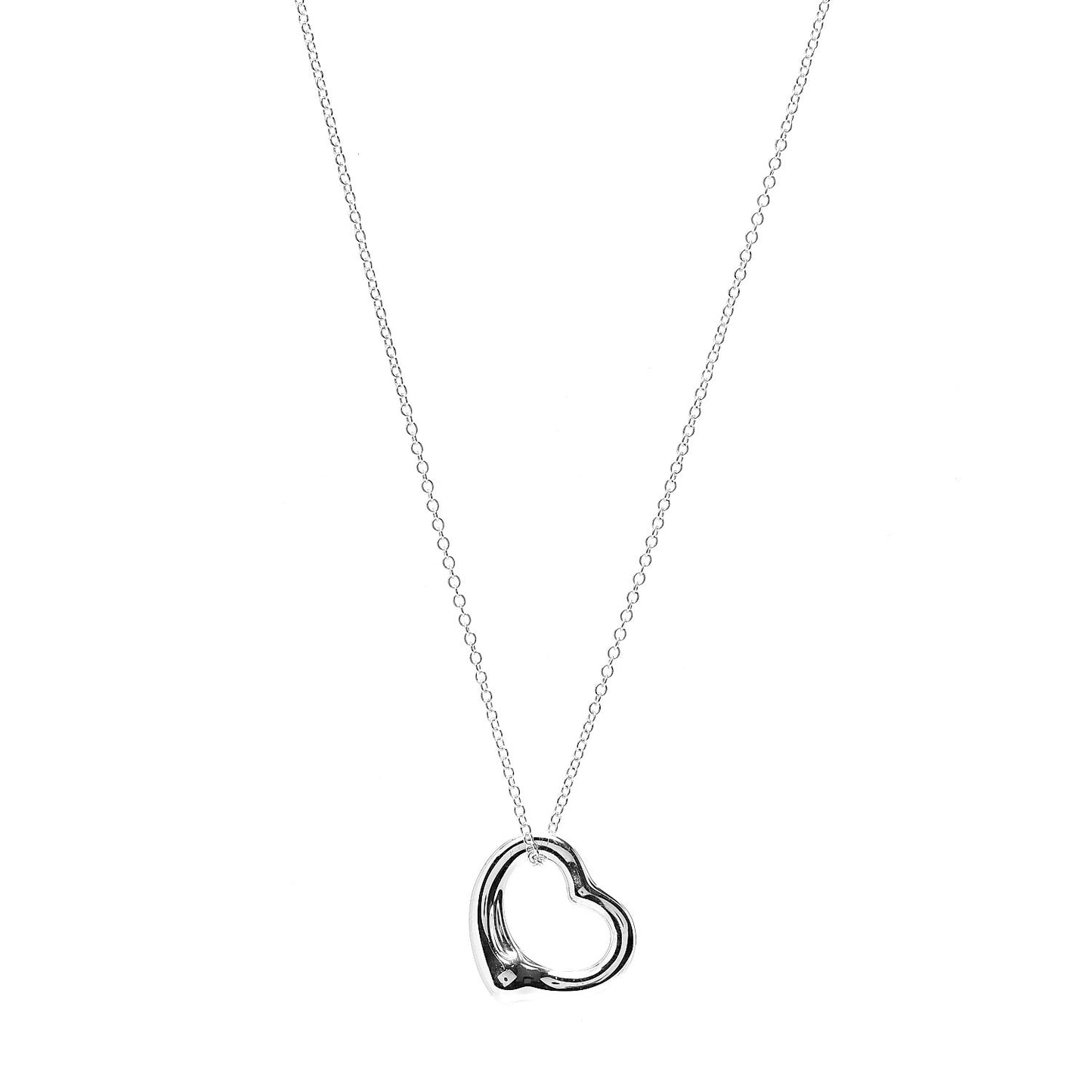 Sterling Silver 16mm Elsa Peretti Open Heart Pendant Necklace
