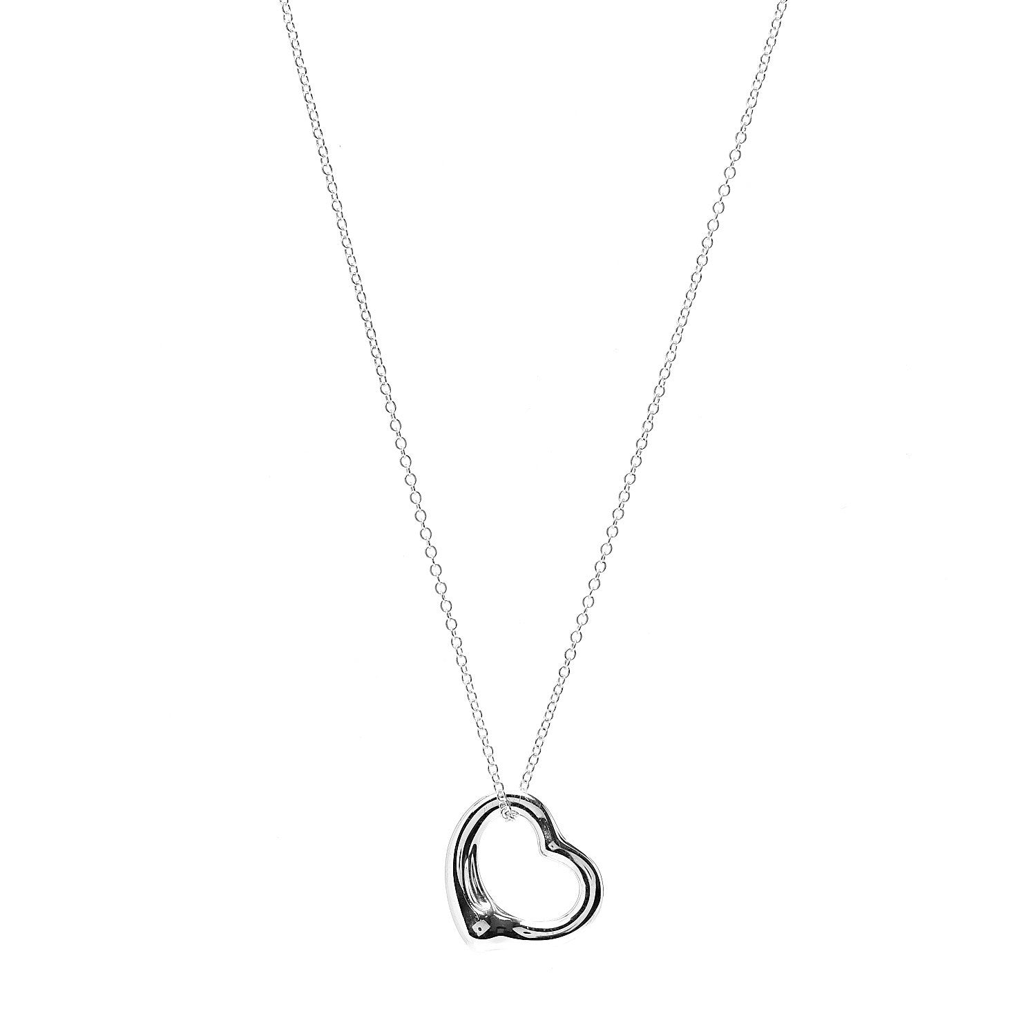 Tiffany Sterling Silver 16mm Elsa Peretti Open Heart Pendant Necklace 1 of 6