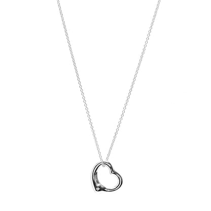 Tiffany Sterling Silver 16mm Elsa Peretti Open Heart Pendant Necklace 1 of 6