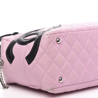 Chanel Calfskin Quilted Large Cambon Bowler Pink Black 8 of 14