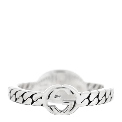 Gucci Sterling Silver Enamel Interlocking G Chain Ring 51 5.75 Black 3 of 4