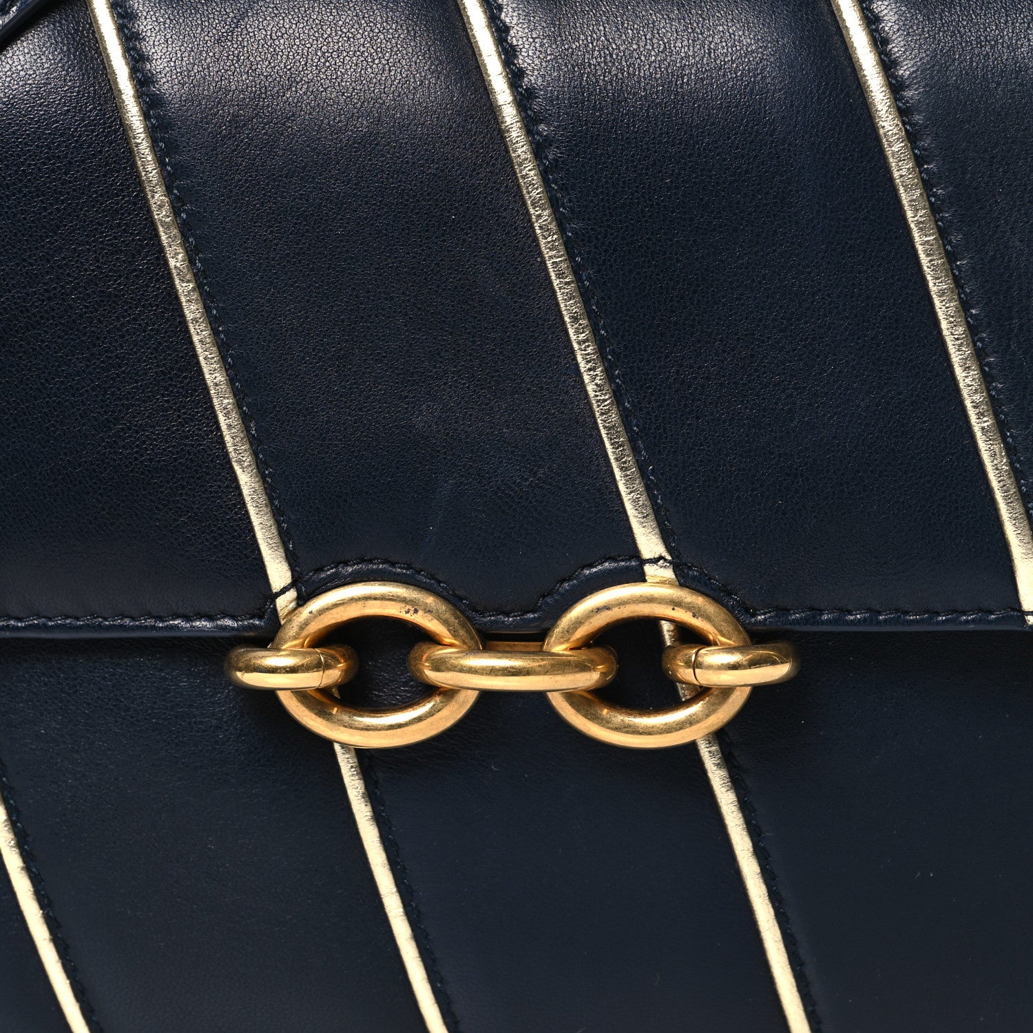 Saint Laurent Lambskin Quilted Le Maillon Satchel Marine 9 of 13