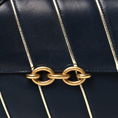 Saint Laurent Lambskin Quilted Le Maillon Satchel Marine 9 of 13
