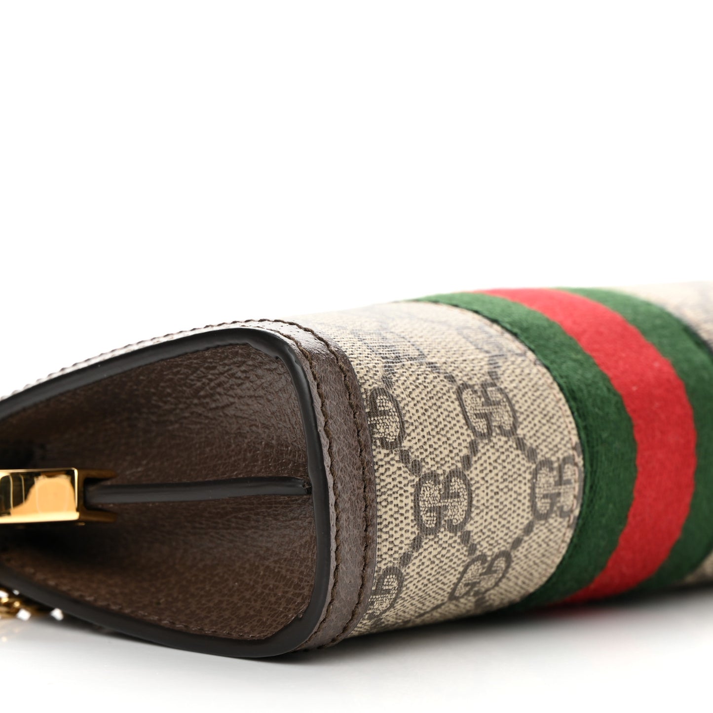 GG Supreme Monogram Textured Dollar Calfskin Web Mini Ophidia Chain Shoulder Bag Beige Ebony New Acero