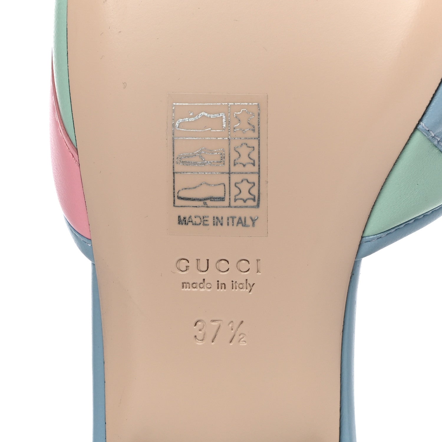 Gucci Nappa Matelasse Diagonal GG Marmont Flat Slide Sandals 37.5 Multicolor Pastel 9 of 12