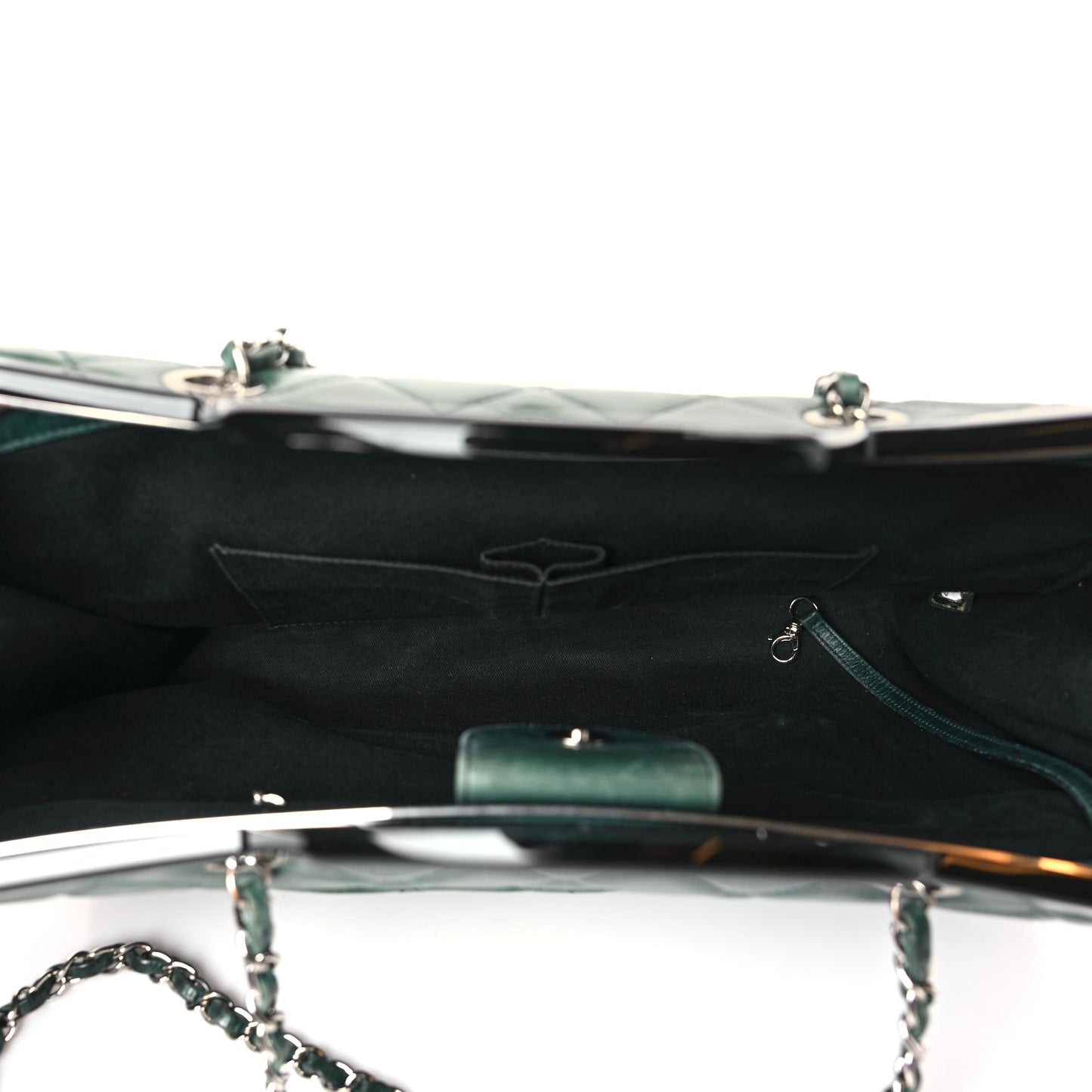 Glazed Calfskin Quilted Large CC Delivery Tote Green