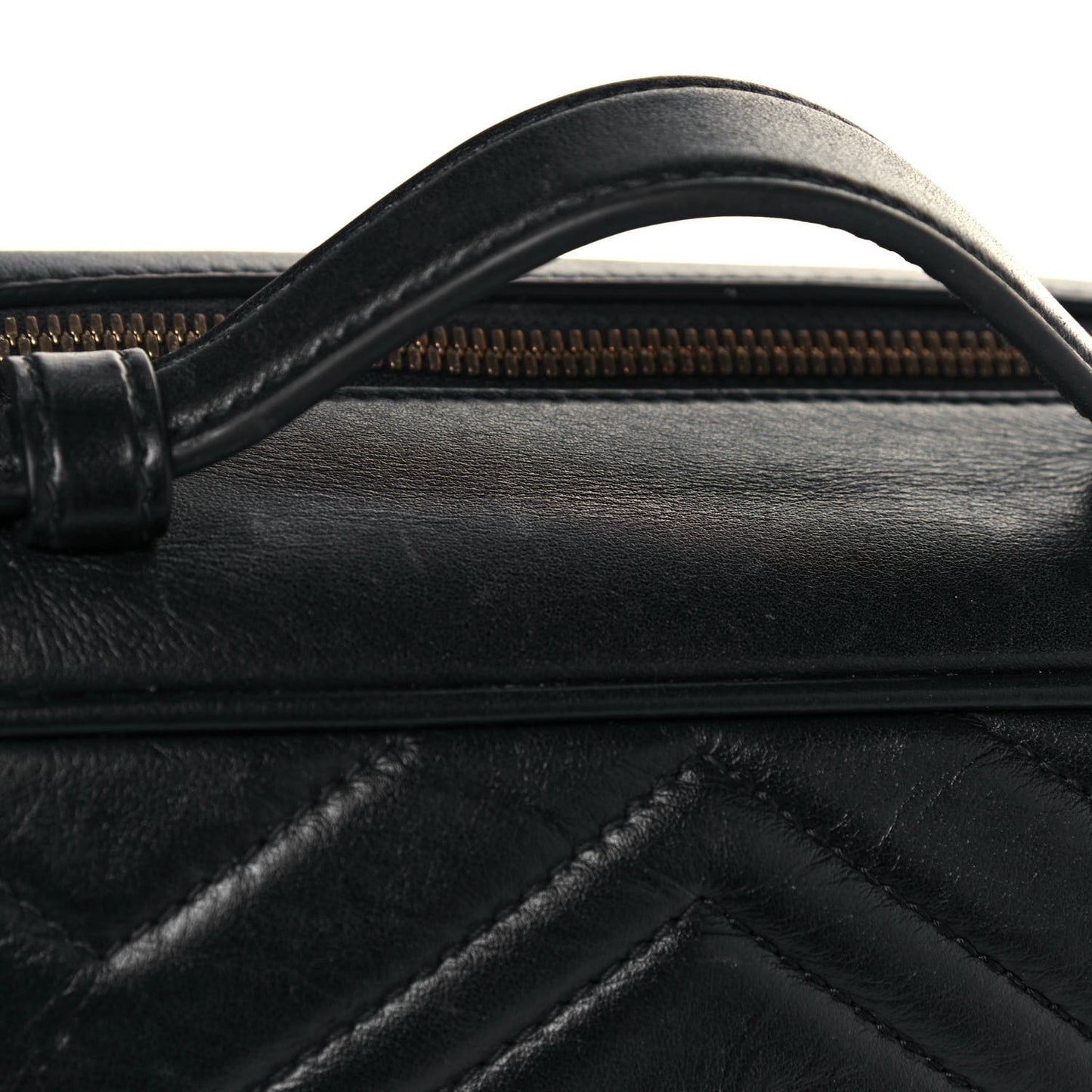 Calfskin Matelasse Sylvie Web Small GG Marmont Top Handle Shoulder Bag Black