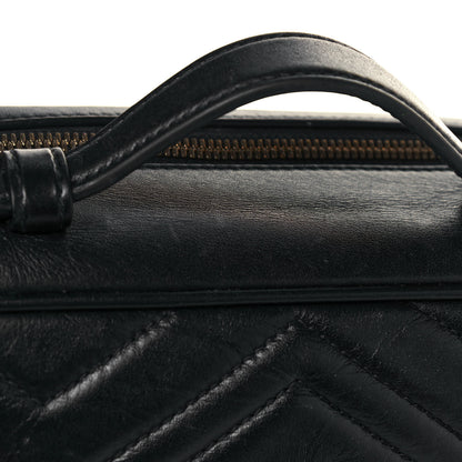 Gucci Calfskin Matelasse Sylvie Web Small GG Marmont Top Handle Shoulder Bag Black 19 of 24