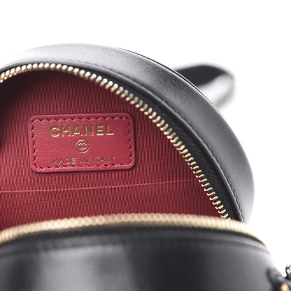 Chanel Shiny Goatskin Quilted 19 Round Clutch With Chain Black 6 of 11