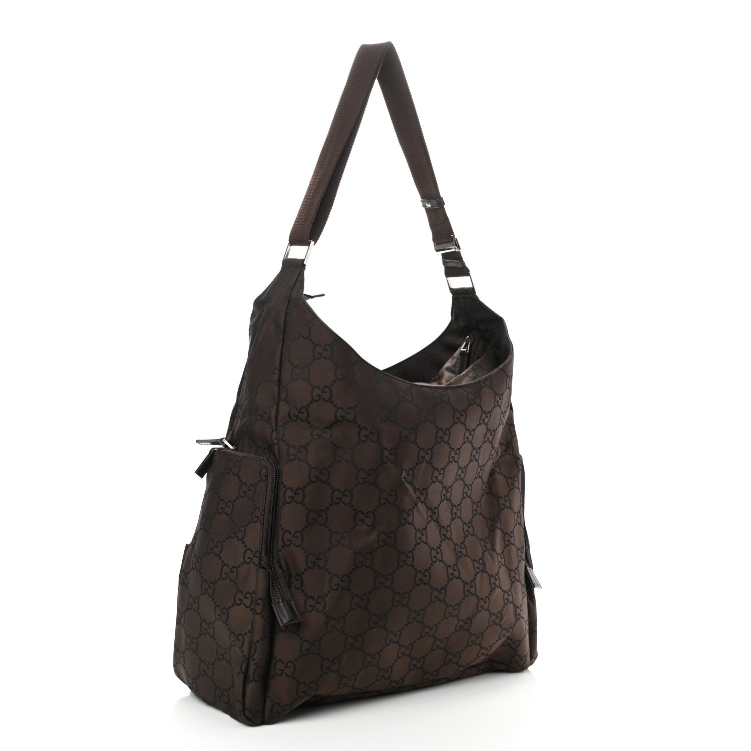 Gucci Nylon Monogram Extra Large Satchel Dark Brown 3 of 8