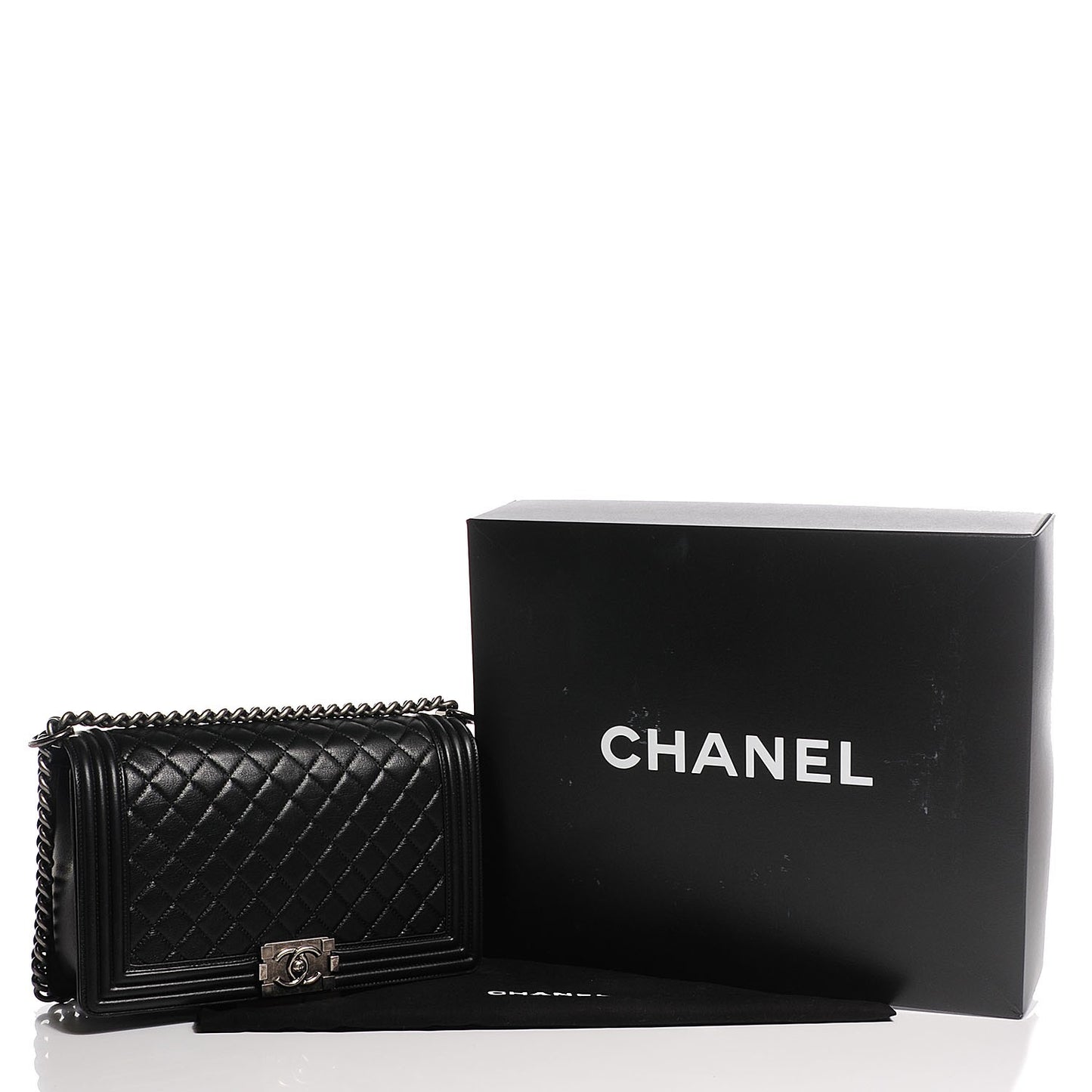 Metallic Calfskin Quilted New Medium Boy Flap Black